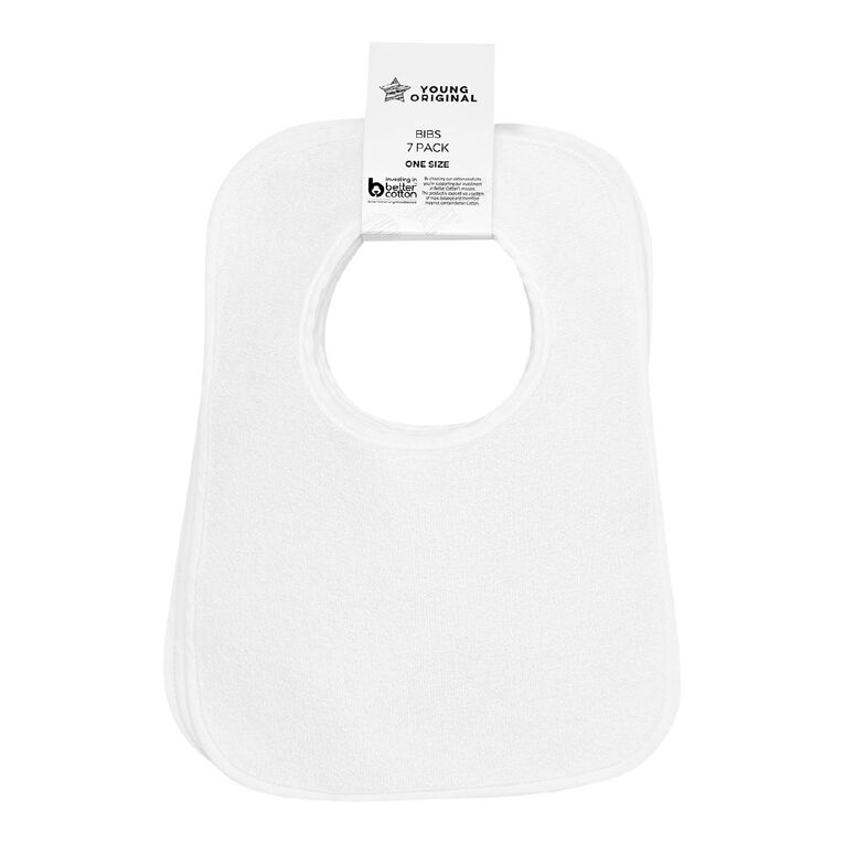 Young Original Babys' Bibs 7 Pack White The Warehouse