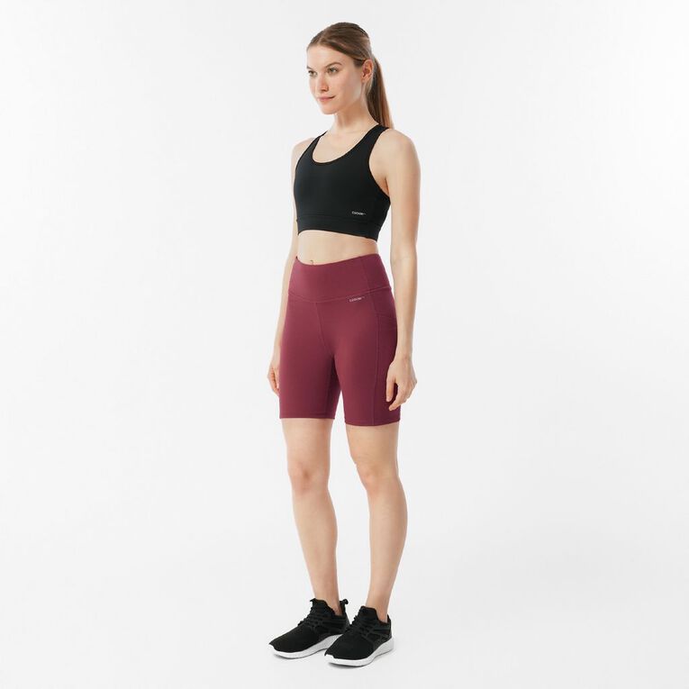 Active Intent Women's Pocket Bike Shorts, Red Dark, hi-res