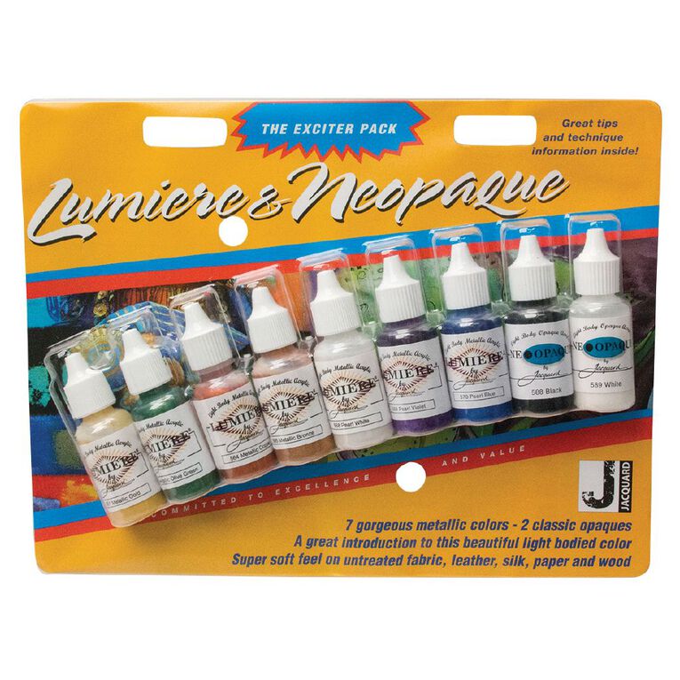 Jacquard Lumiere and Neopaque Acrylic Paint Exciter 9 Pack, , hi-res