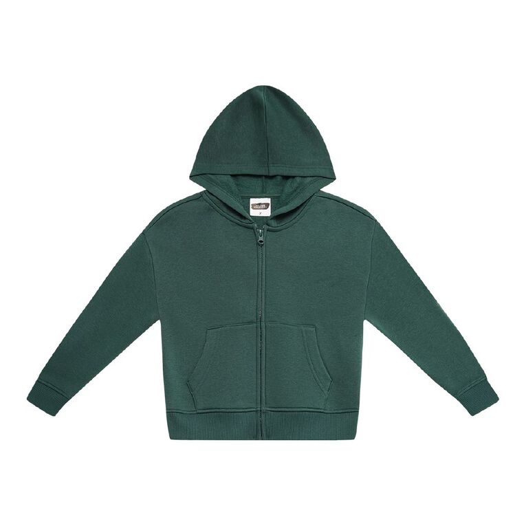 Young Original Plain Zip-Thru Hoodie, Green Dark, hi-res