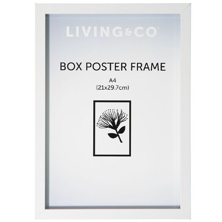 Living & Co Box Poster Frame White A4, White, hi-res