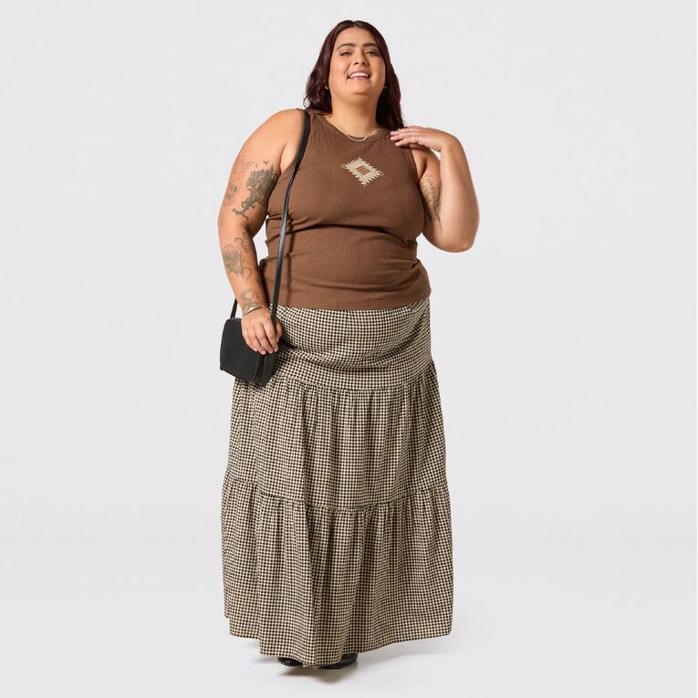 Karanga Ink Women's Curve Tank, Brown Mid, hi-res