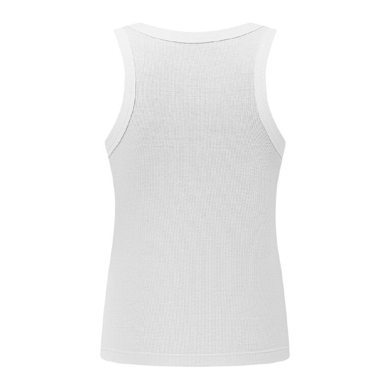 H&H Women's Rib Racer Back Tank, White, hi-res