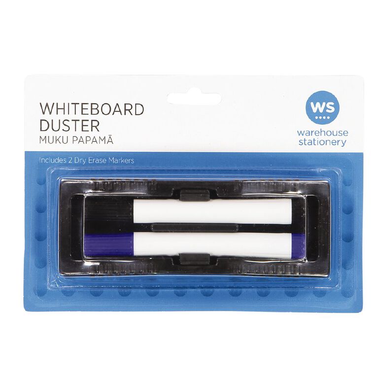 WS Whiteboard Duster with 2 Markers Assorted 1 Pack, Assorted, hi-res
