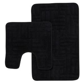 Living & Co Bath Mat Set Seattle 2 Piece Black 50cm x 80cm