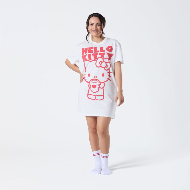 Hello Kitty Women's Boxy T-Shirt Nightie, White, hi-res