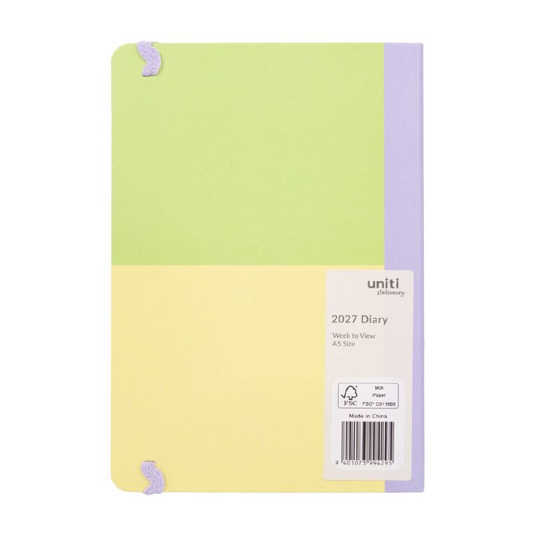 Uniti 2027 Week To View A5 Green/Yellow, , hi-res