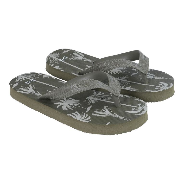 Young Original Senior Kids' Printed Jandals, Green Dark, hi-res