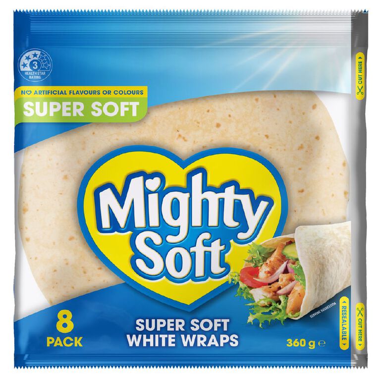 Mighty Soft White Wraps 8 Pack 360g