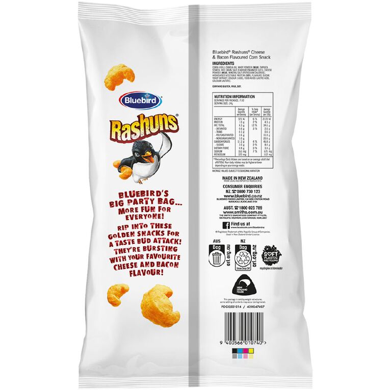 Bluebird Rashuns Cheese & Bacon 190g, , hi-res