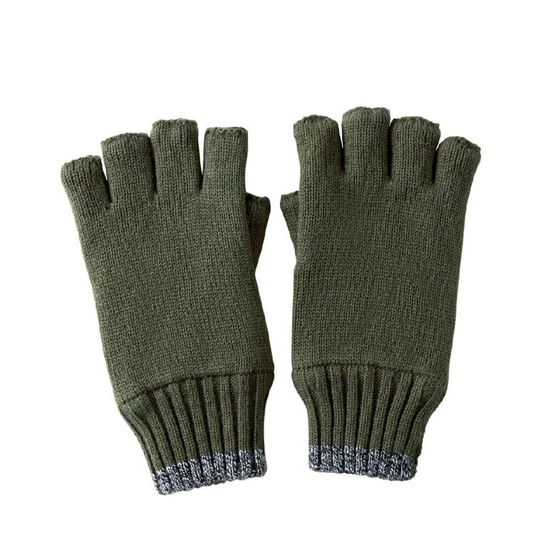 Rivet Men's Half Finger Stripe Gloves, Green Dark, hi-res