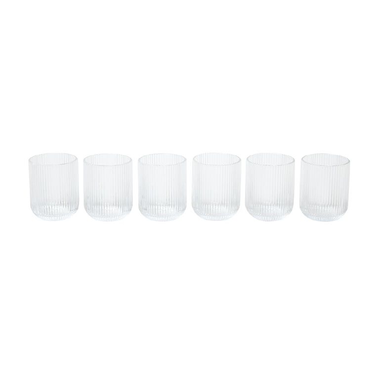 Living & Co Linear Tumblers Short Clear 6 Pack, , hi-res