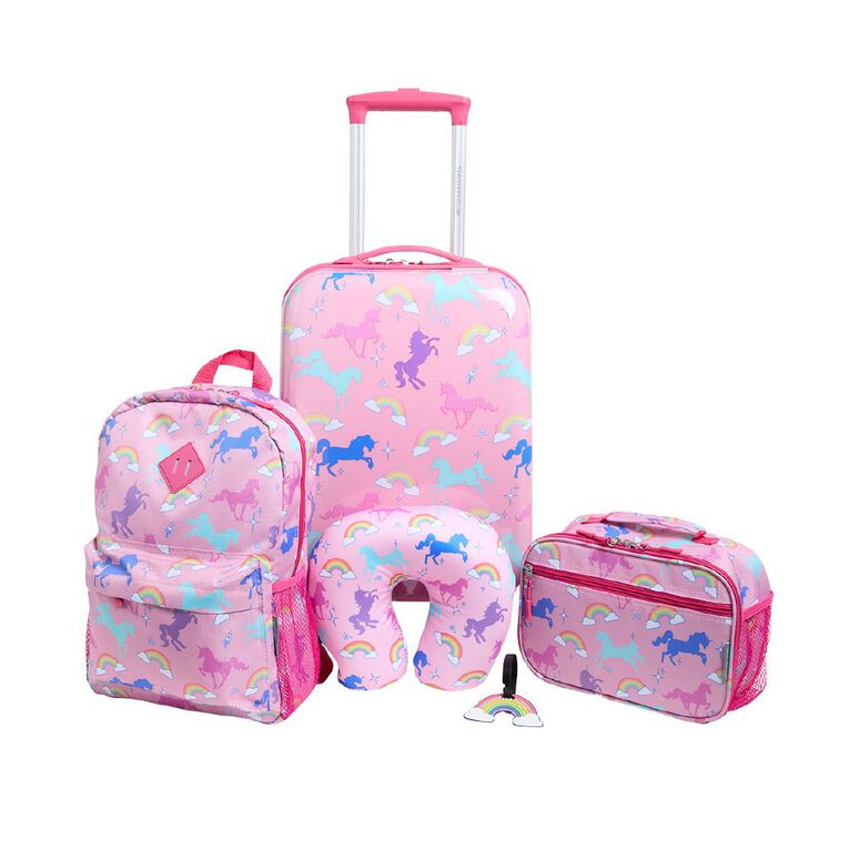 Travelers Club 5 Piece Luggage Set Unicorn Pink, , hi-res