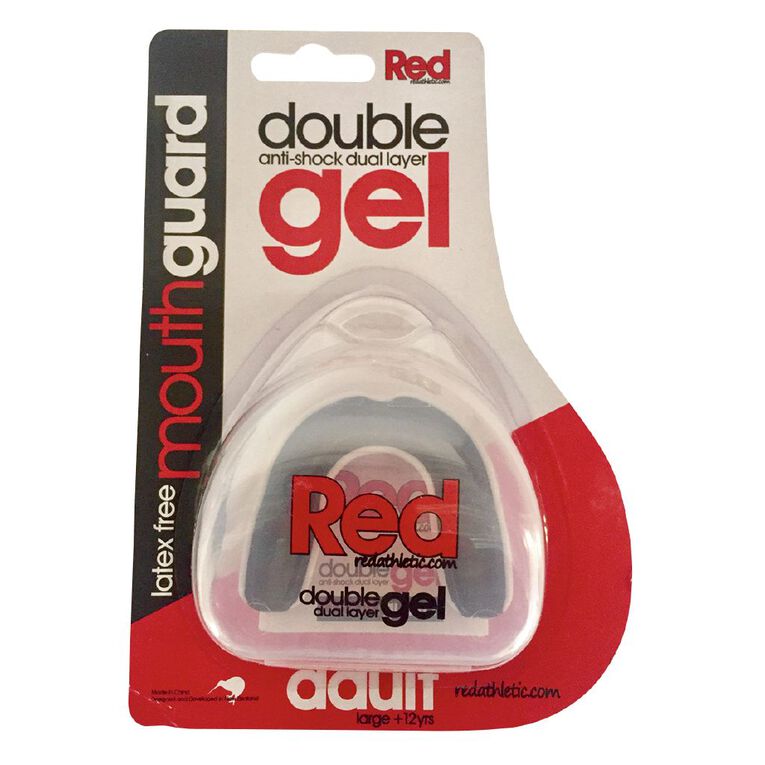 Red Double Gel Mouthguard Antishock Dual Layer Assorted Adult, Assorted, hi-res
