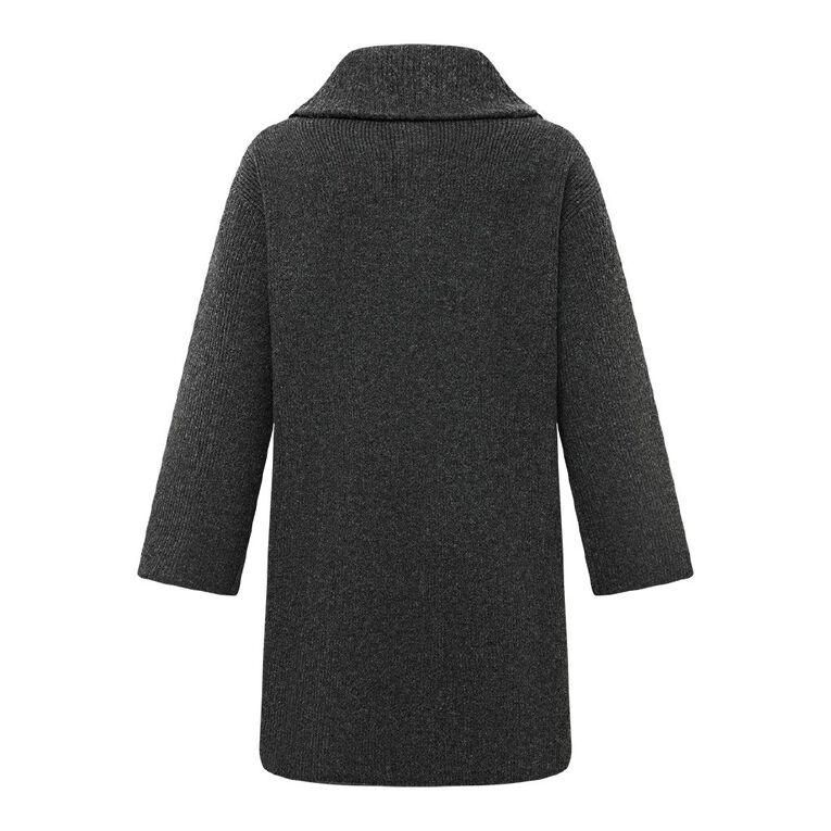 H&H Women's Long Sleeve Knitted Rib Mini Dress, Charcoal/Marle, hi-res