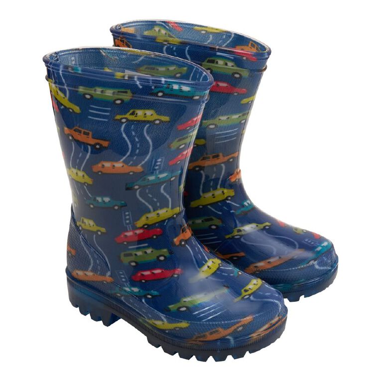 Young Original Junior Kids' Printed Light Up Gumboots, Blue, hi-res
