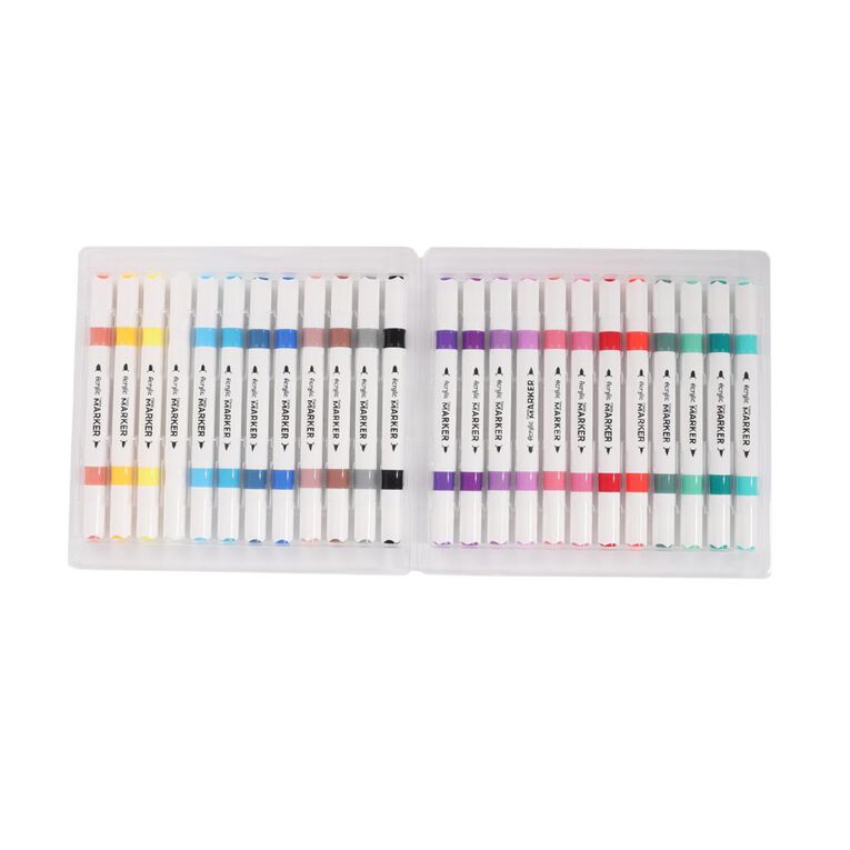 Uniti Dual Tip Acrylic Marker Set 24 Colours, , hi-res