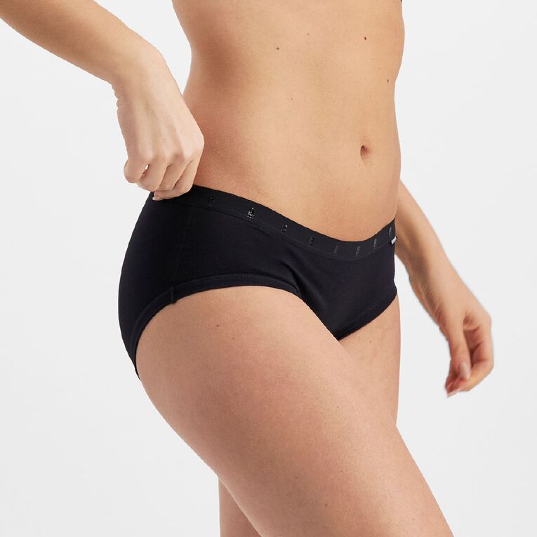 B FOR BONDS Women's Midi Briefs 2 Pack, Black, hi-res