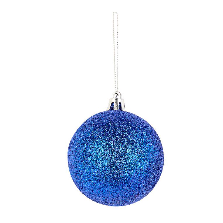Wonderland Glitter Bauble 6cm Blue 10 Pack, , hi-res