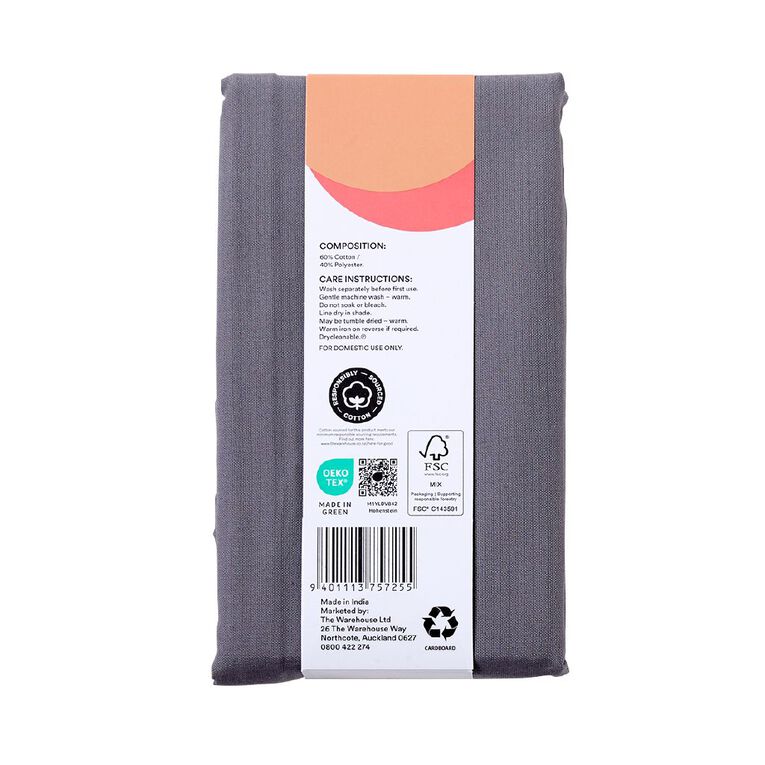 Living & Co Pillowcase Euro 250TC Grey One Size, , hi-res