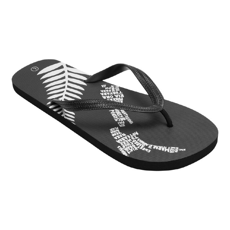 H&H Men's Printed Jandals, Black, hi-res