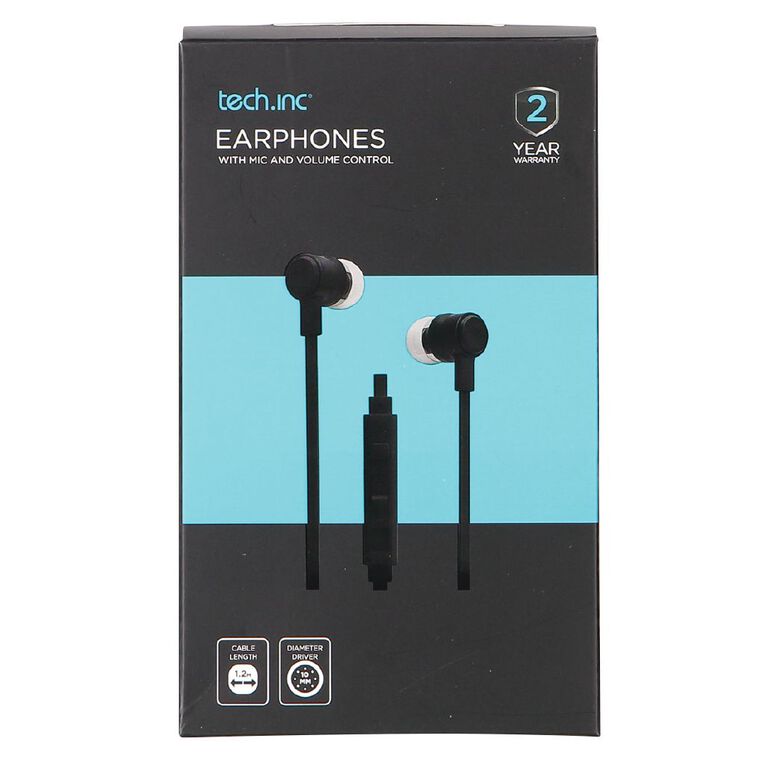 Tech.Inc In-Ear Earbuds with Mic and Volume Control Black, , hi-res