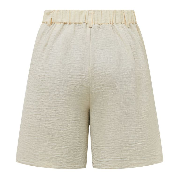 H&H Women's Mid Thigh Pleat Front Shorts, Cream, hi-res