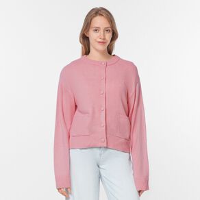 H&H Women's Chunky Button Crew Cardigan