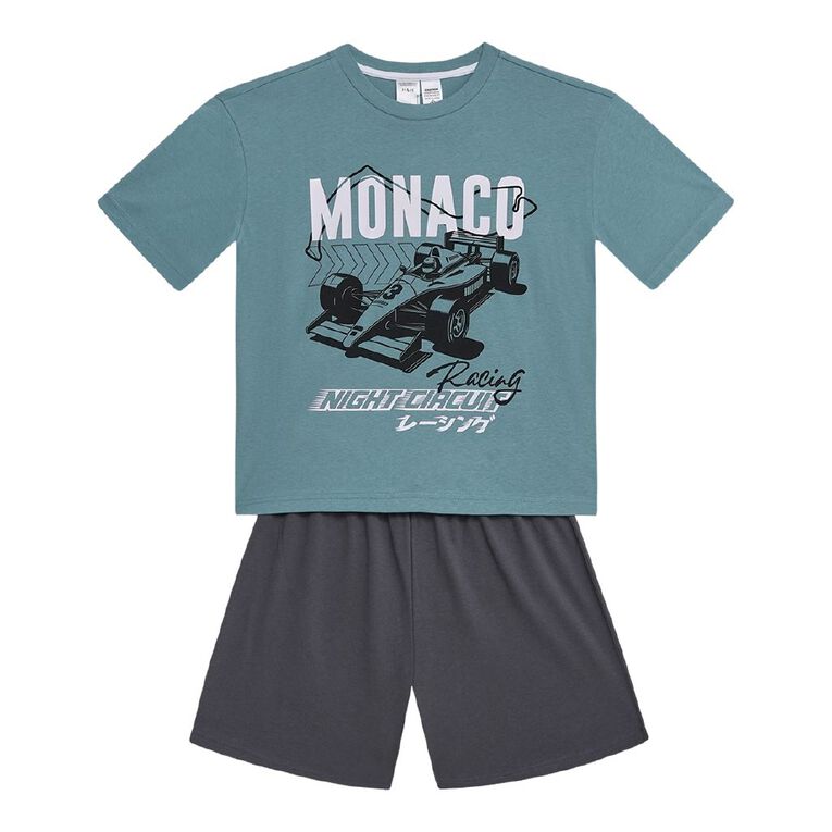 H&H Boys' Tee and Shorts Pyjama Set, Grey Dark, hi-res