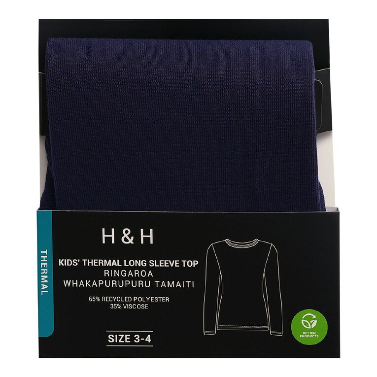 H&H Kids' Thermal Long Sleeve Tee, Blue Dark, hi-res
