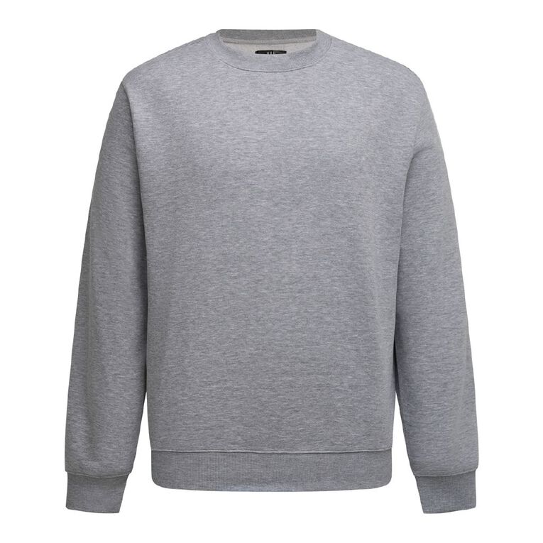 H&H Men's Plain Crew Sweatshirt, Grey Marle, hi-res