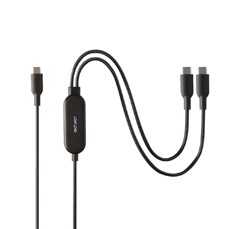 Tech.Inc 140W 2in1 USB-C Cable 1m Black, , hi-res