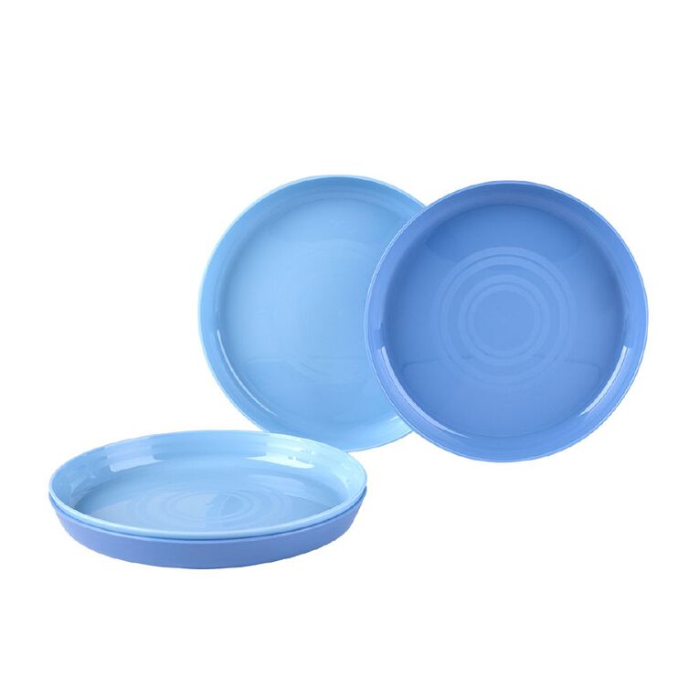Living & Co Kids Plastic Plates Blue 4 Pack, , hi-res
