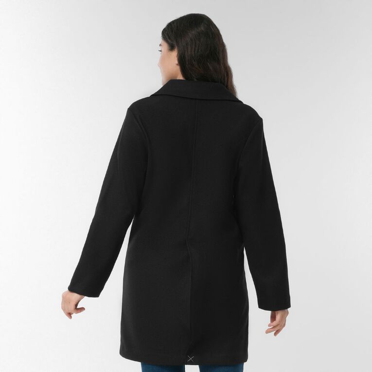H&H Women's Soft Touch Button Midi Coat, Black, hi-res