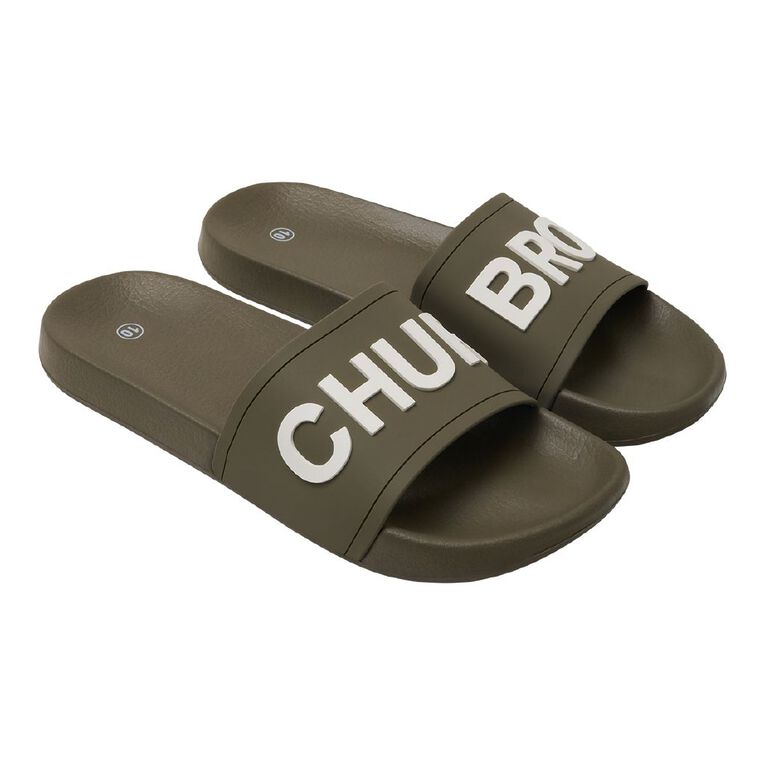 H&H Men's Slogan Slides, Khaki, hi-res