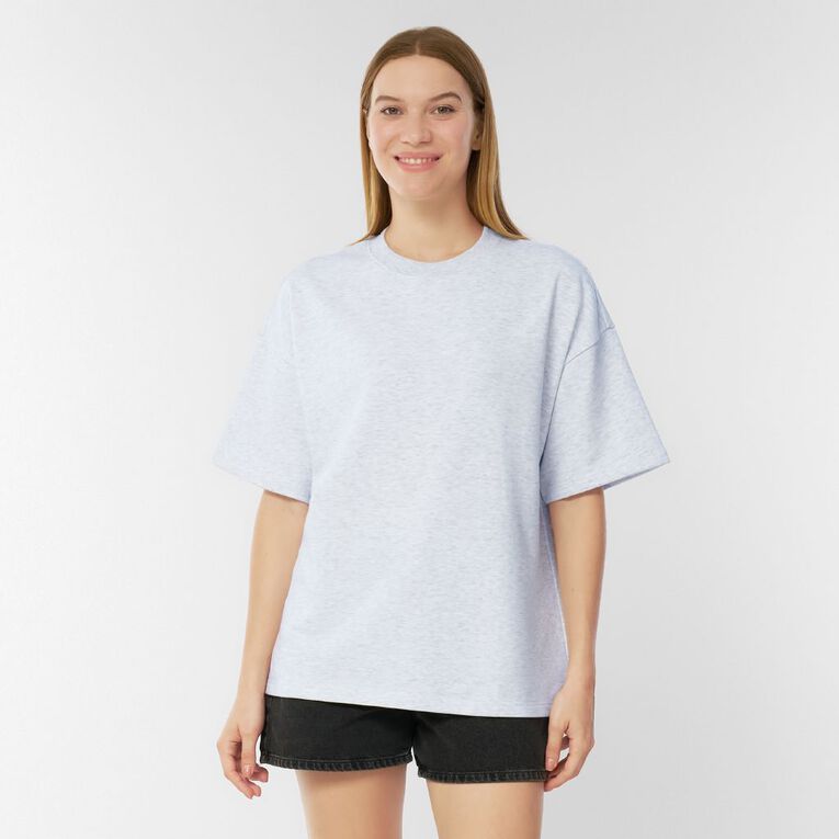 H&H Women's Short Sleeve Boxy Terry Tee, Silver Grey, hi-res