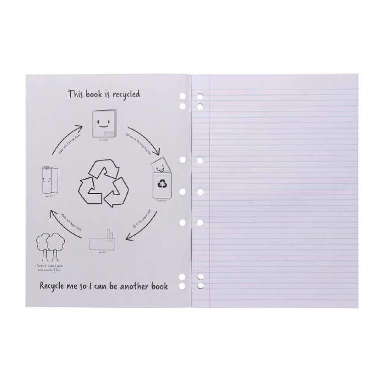 WS Exercise Book 1B8 Extra WA4 7mm Ruled 64 Leaf Punched Red, , hi-res