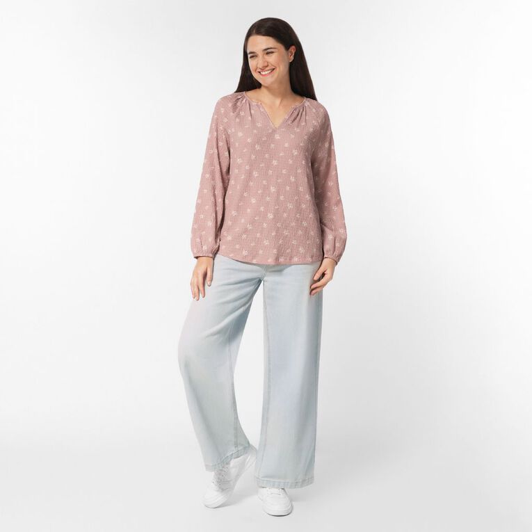 H&H Women's V Neck Gathered Top, Pink Mid, hi-res