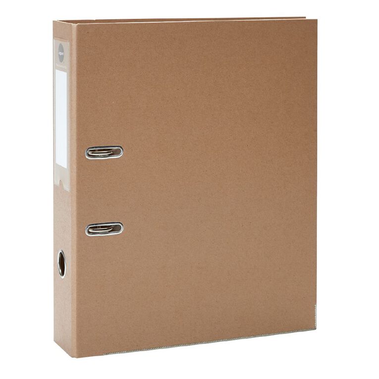 WS Lever Arch File With Label Holder Foolscap Kraft, , hi-res