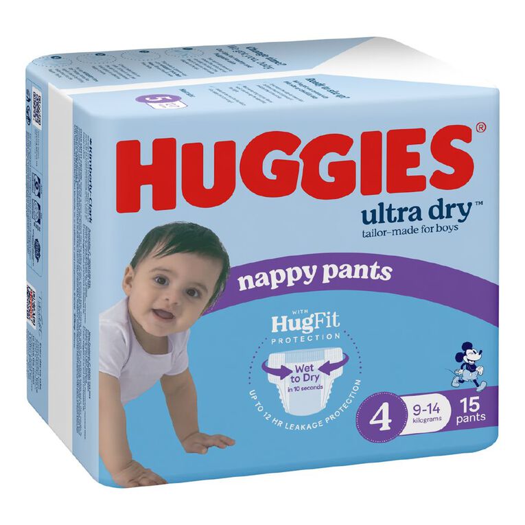 Huggies Ultra Dry Nappy Pants Toddler Boys' Size 4 9-14kg 15 Pack, , hi-res