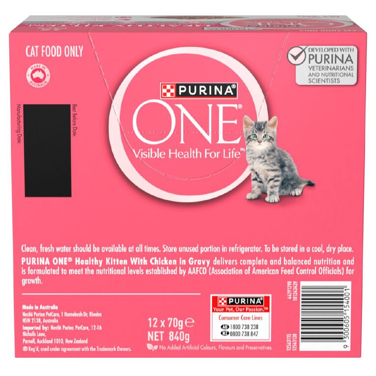 Purina Healthy Kitten with Chicken in Gravy Wet Cat Food 12 x 70g, , hi-res