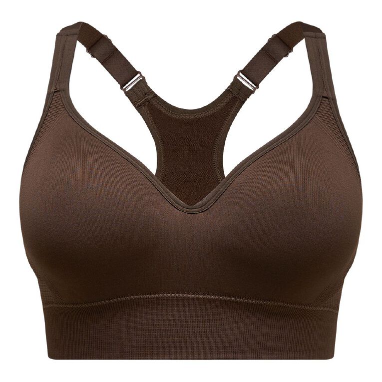 Active Intent Women's Racer Back Sports Bra, Brown Dark, hi-res