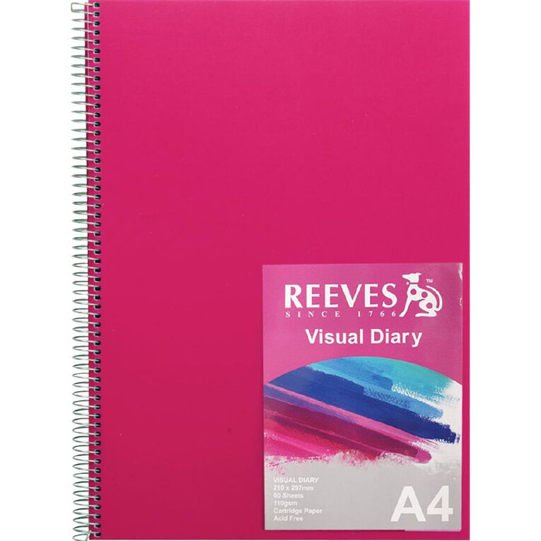 Reeves Visual Diary 110gsm Pink A4, , hi-res