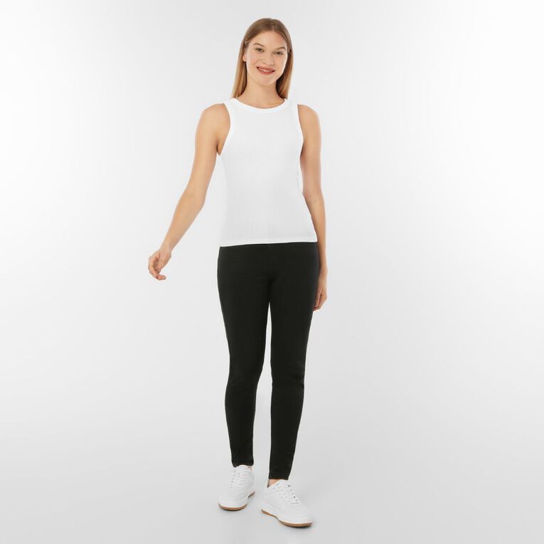 H&H Women's Rib Racer Back Tank, White, hi-res