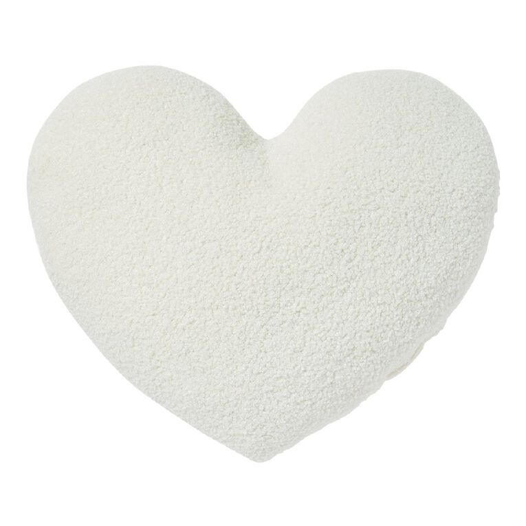 Living & Co Cushion Boucle Heart 35cm x 40cm White, , hi-res