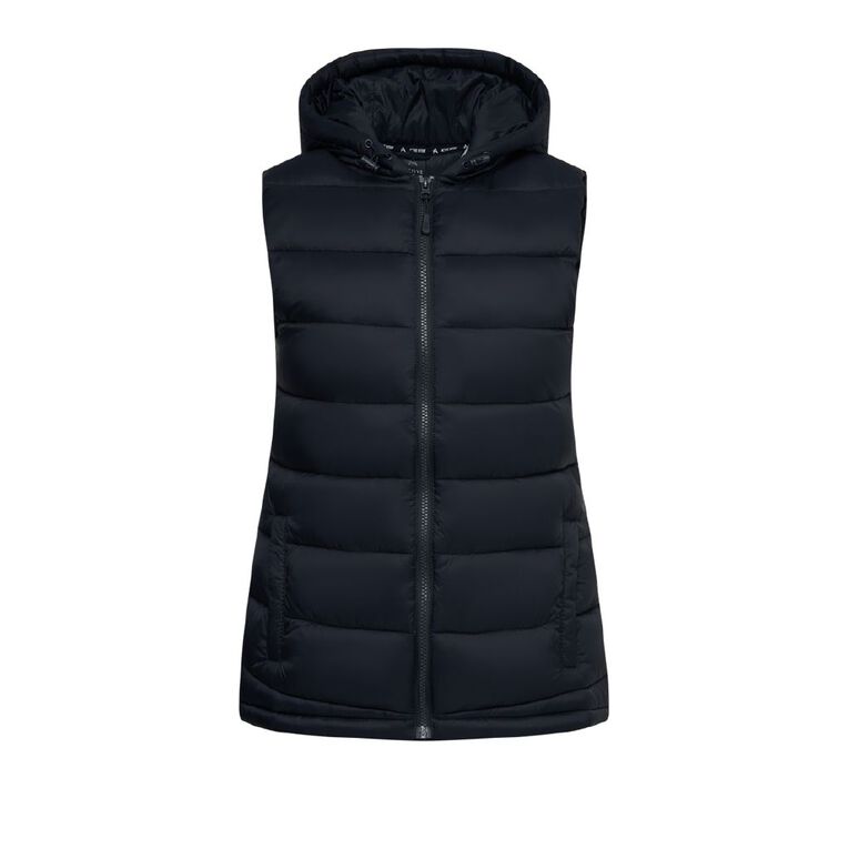 Active Intent Women's Recycled Puffer Vest Jacket Black The Warehouse