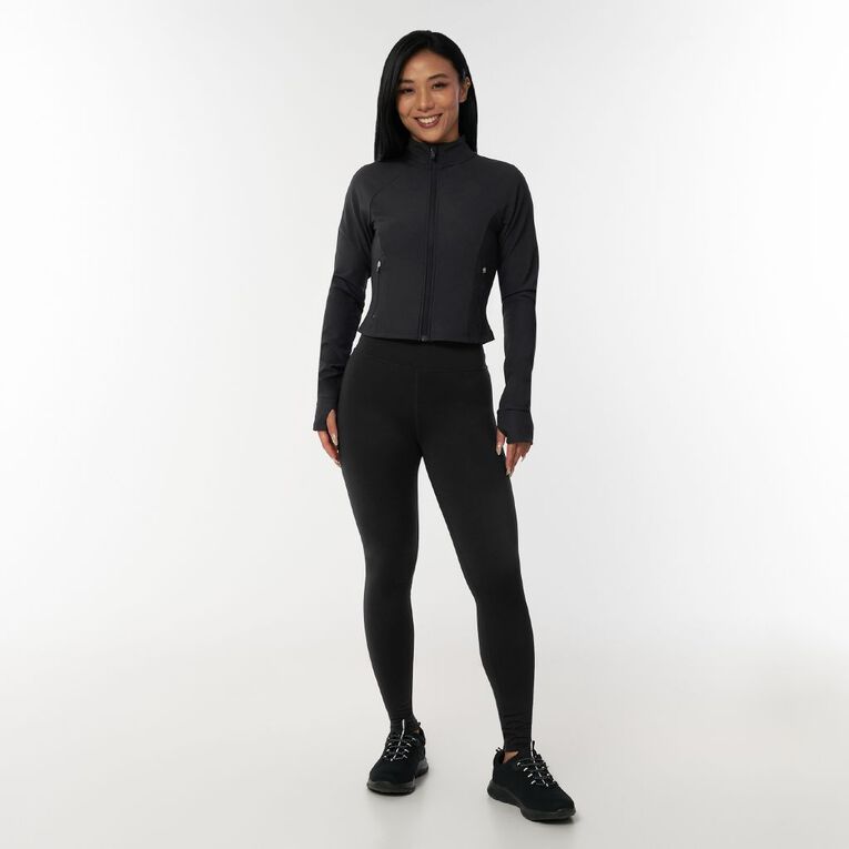 Active Intent Women's Rib Run Zip Sweat, Black, hi-res
