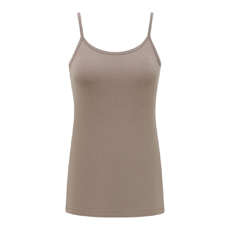 H&H Women's Stretch Fit Shelf Bra Singlet, Brown Light, hi-res