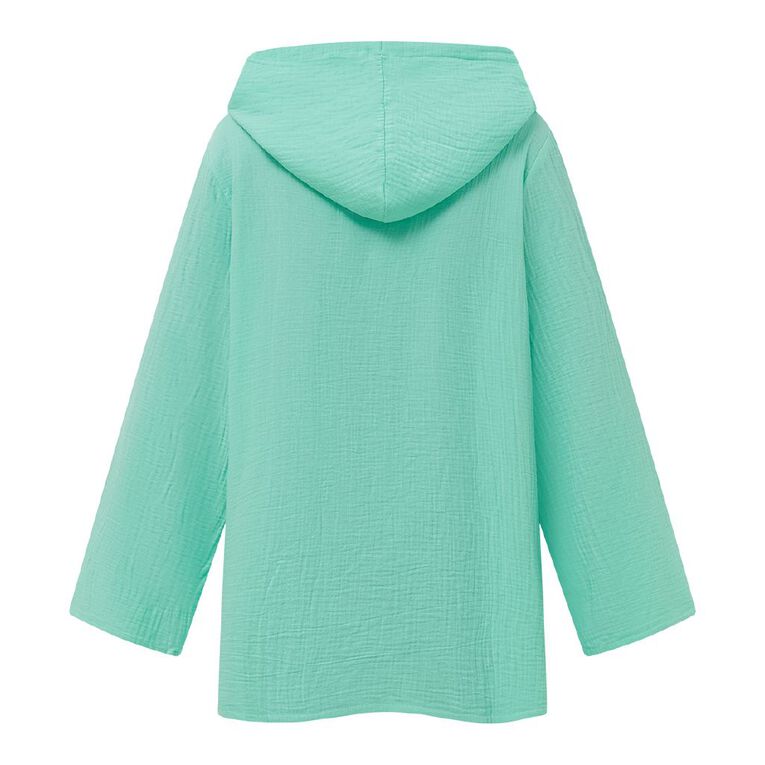 H&H Women's Cotton Hooded Swim Coverup, Green Mid, hi-res