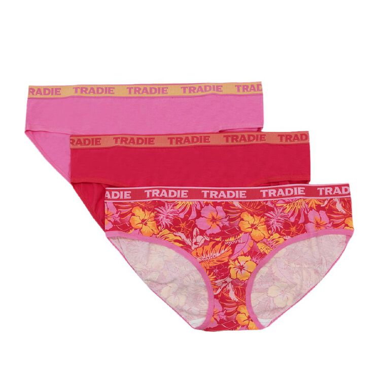 Tradie Women's Curve Bikini 3 Pack, Pink Dark, hi-res